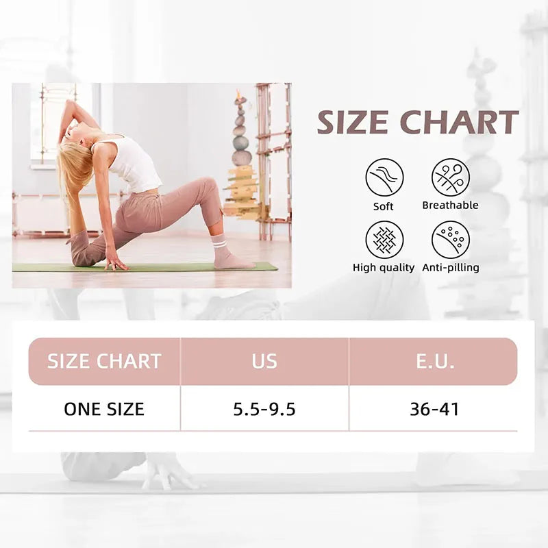 Women anti Slip Pilates Socks with Silicone Grips Non Skid Yoga Socks for Barre Ballet Dance Studio Workout Fitness Training