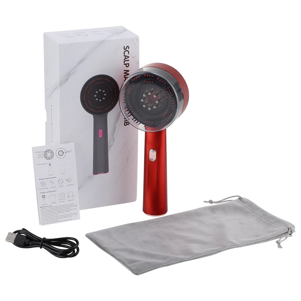 Electric Vibration Massage Comb Red Light Scalp Follicle Comb Head Acupuncture Points Oil Massager Anti-Hair Loss Device