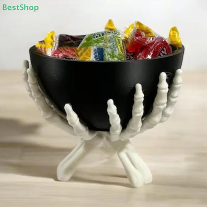 Halloween Candy Bowl Gothic Skeleton Hands Candy Storage Holder Multifunctional Halloween Organizer Holder Scary Home Decoration