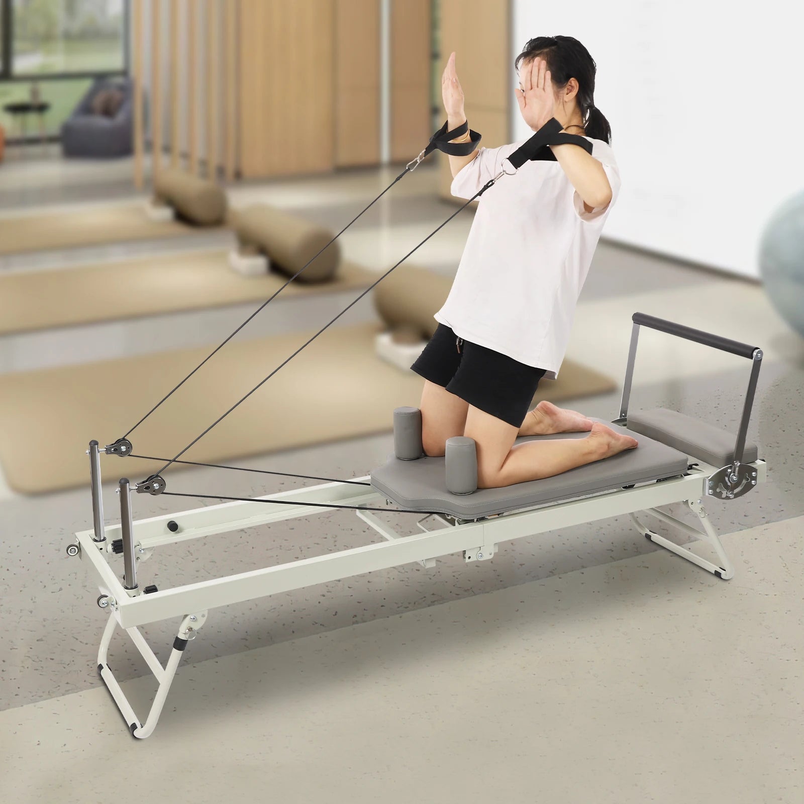 120Kg/264.55Lbs Foldable Pilates Reformer Machine, Multifunctional Yoga Fitness Equipment, Pilates Exercise Equipment