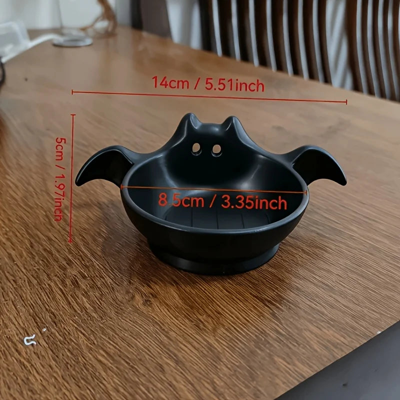Halloween Ghost Bat Ceramic Candy Bowl, Cute White Porcelain Snack Storage Bowl Party Table Decor