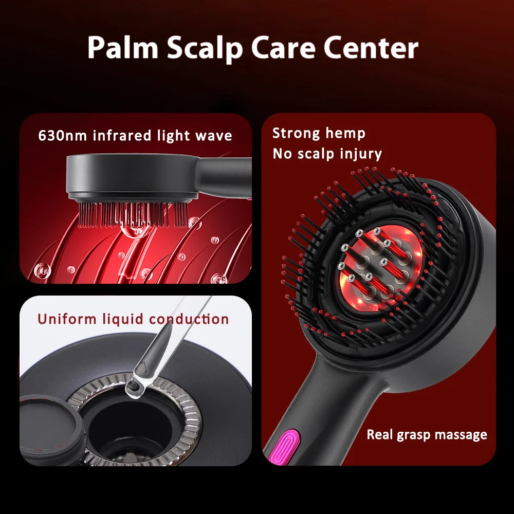 Electric Vibration Massage Comb Red Light Scalp Follicle Comb Head Acupuncture Points Oil Massager Anti-Hair Loss Device