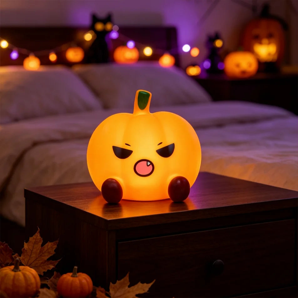 Halloween Cute Ghost Witch Hat Pumpkin Night Light Silicone LED Lamp Desktop Ornament Home Party Atmosphere Decor Holiday Gift