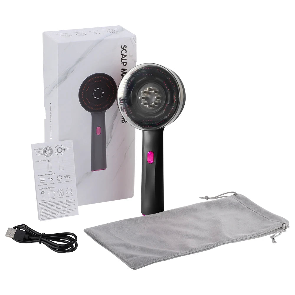 Electric Vibration Massage Comb Red Light Scalp Follicle Comb Head Acupuncture Points Oil Massager Anti-Hair Loss Device