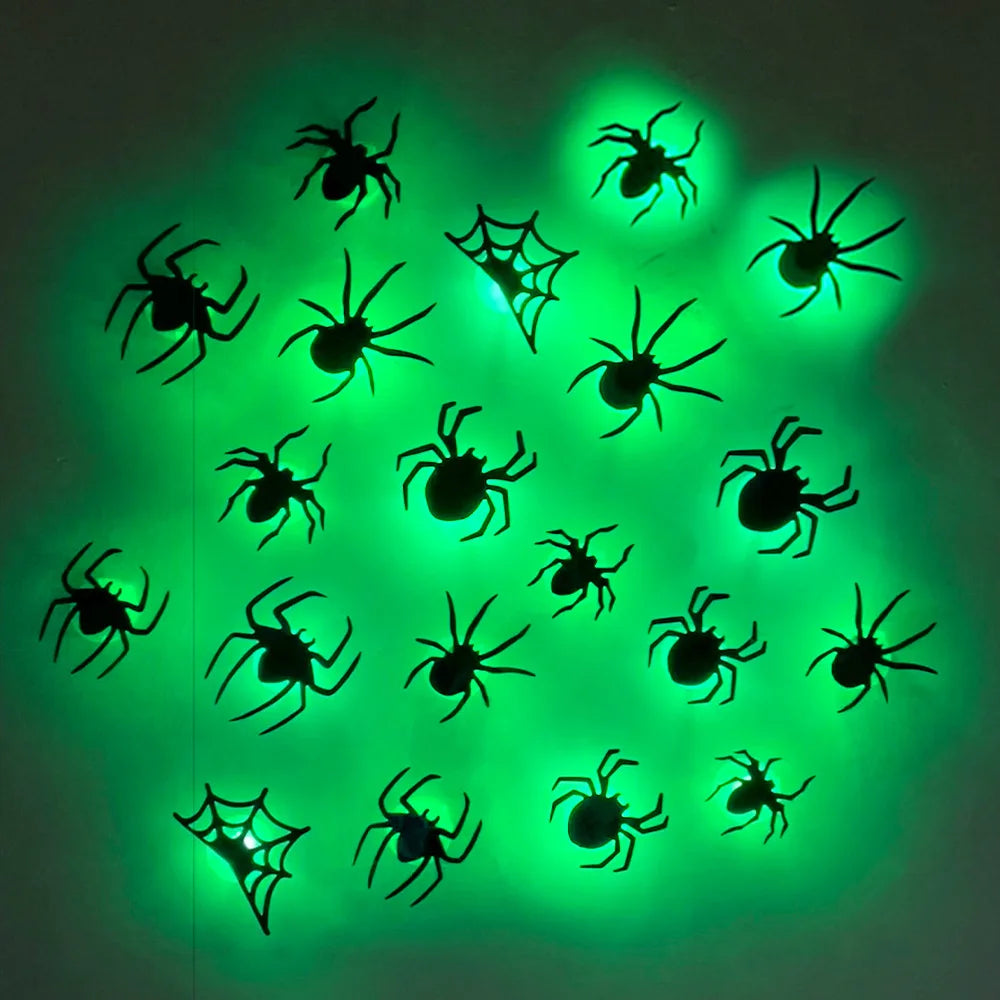 Halloween Bat/Spider Decor Night Light 3D Purple/Green Lights Wall Sticker for Self-Adhesive Decor Halloween Party Decoration