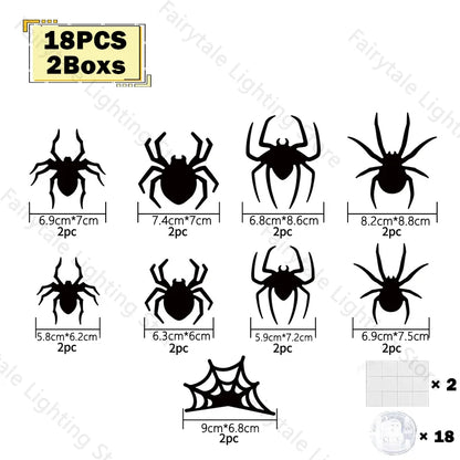 Halloween Bat/Spider Decor Night Light 3D Purple/Green Lights Wall Sticker for Self-Adhesive Decor Halloween Party Decoration