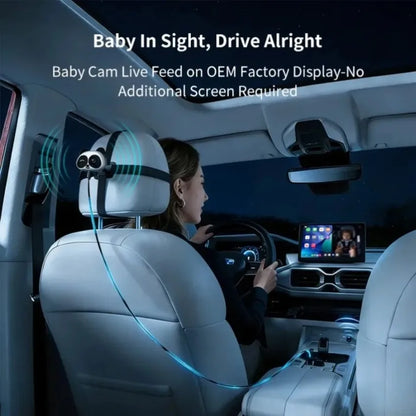 Wireless Carplay Baby Monitor Camera Adapter Rearview Incar Infant Pet Monitor Wired-To-Wireless Box Plug&Play for Car Backseat