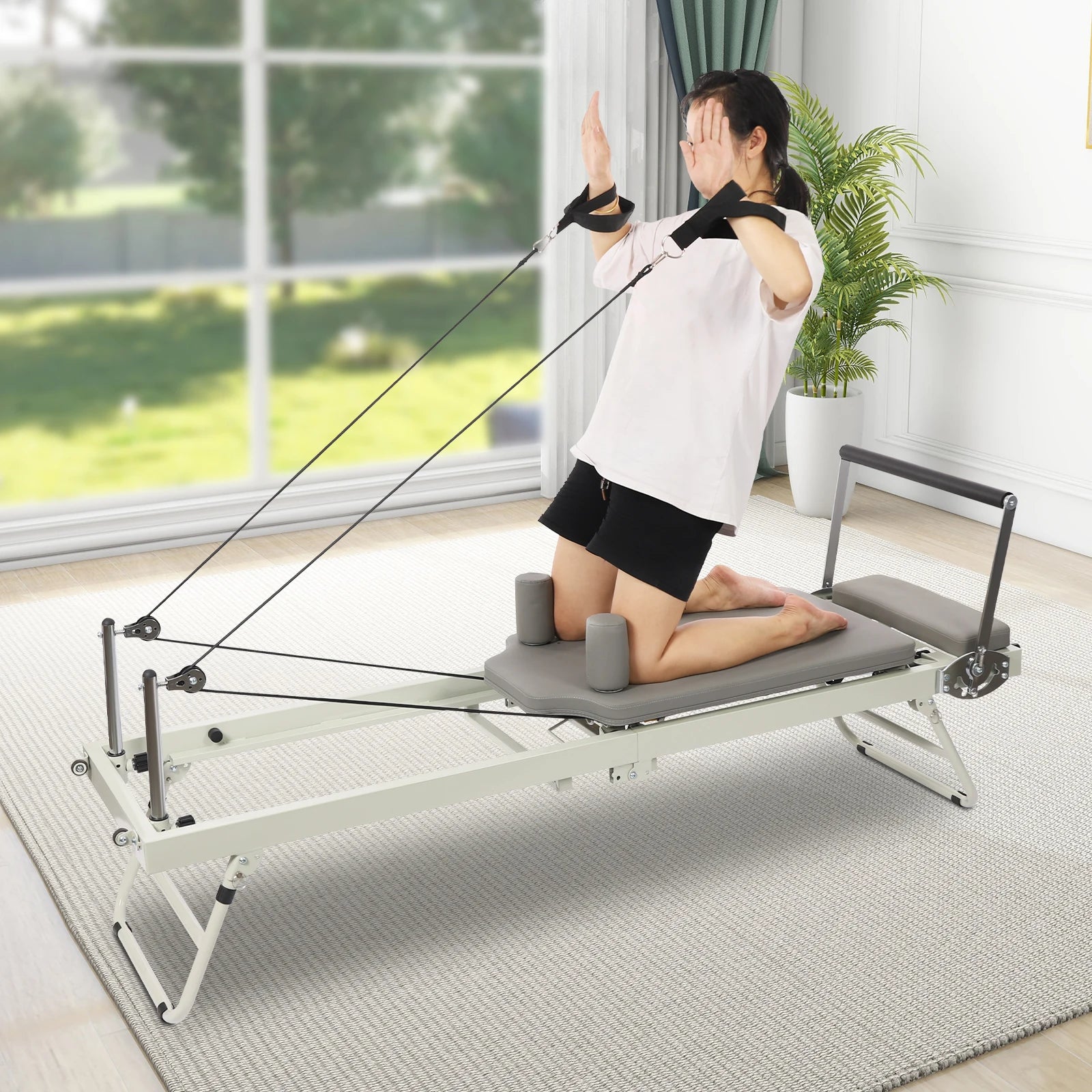 120Kg/264.55Lbs Foldable Pilates Reformer Machine, Multifunctional Yoga Fitness Equipment, Pilates Exercise Equipment