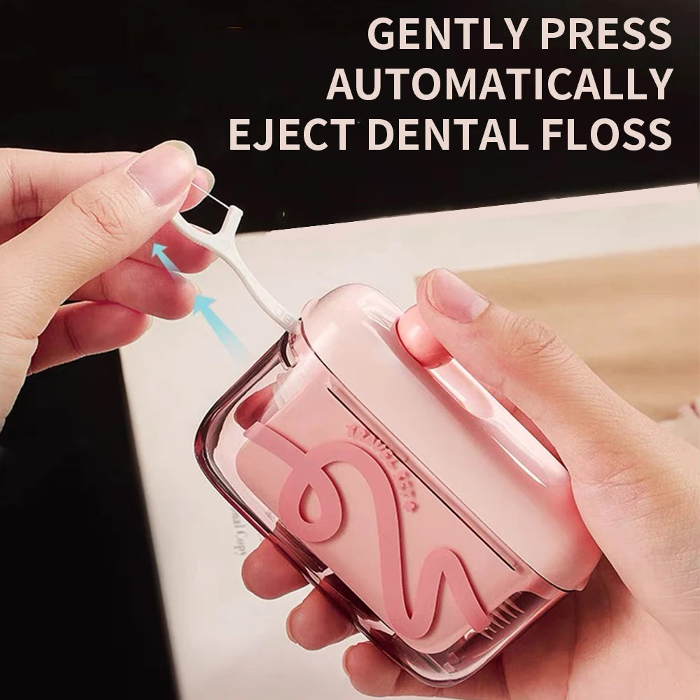 Automatic Pop-Up Portable Dental Floss Box - High End Toothpick Thread for Portable Home Use - Ultra Fine Fental Floss Stick