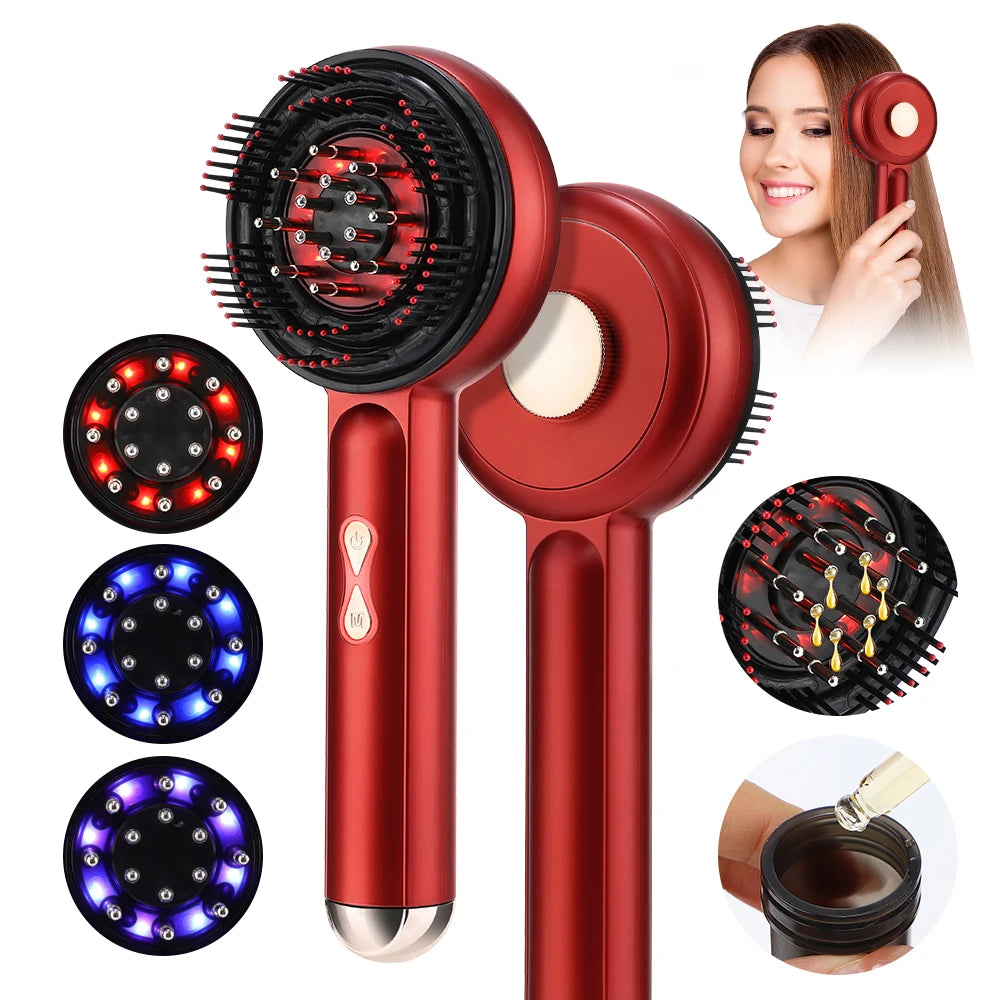 Electric Vibration Massage Comb Red Light Scalp Follicle Comb Head Acupuncture Points Oil Massager Anti-Hair Loss Device