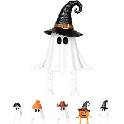 3D Printed Ghost Ornament Figurines Articulated Desktop Size Halloween Pumpkin Decorations Movable Parts Removable Joints