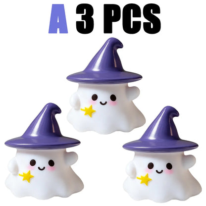 Halloween Cute Ghost Witch Hat Pumpkin Night Light Silicone LED Lamp Desktop Ornament Home Party Atmosphere Decor Holiday Gift