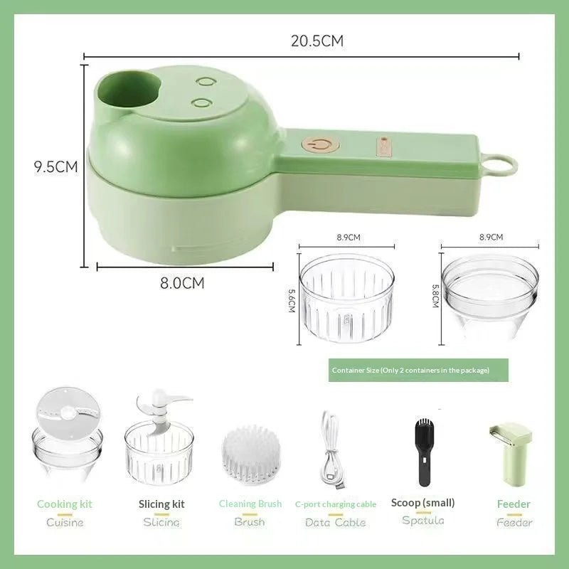 Wireless Electric Food Chopper Set, Handheld Multi‑Function Food Processor for Garlic, Meat Mincing, Peeling & Slicing Vegetable