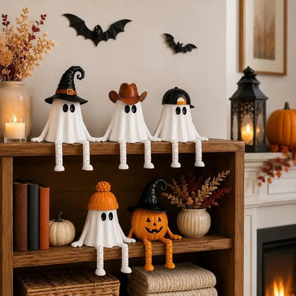 3D Printed Ghost Ornament Figurines Articulated Desktop Size Halloween Pumpkin Decorations Movable Parts Removable Joints