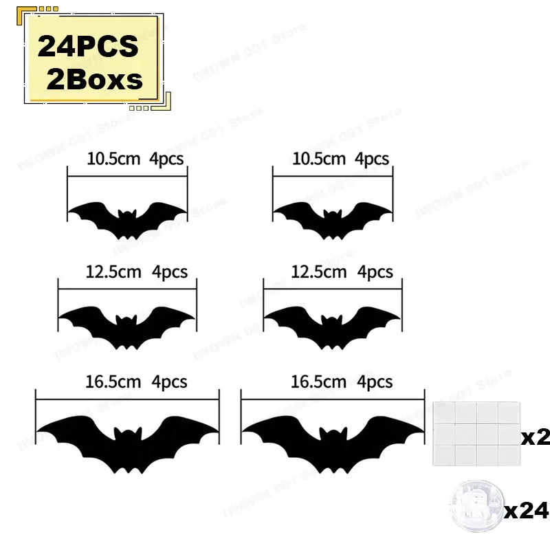Halloween Bat/Spider Decor Night Light 3D Purple/Green Lights Wall Sticker for Self-Adhesive Decor Halloween Party Decoration