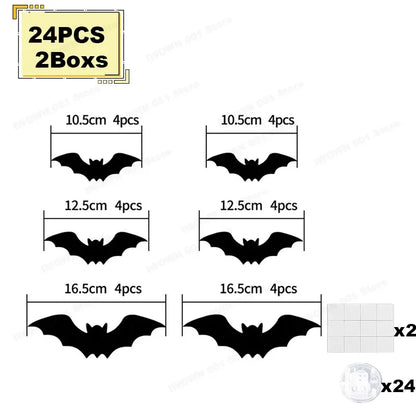 Halloween Bat/Spider Decor Night Light 3D Purple/Green Lights Wall Sticker for Self-Adhesive Decor Halloween Party Decoration