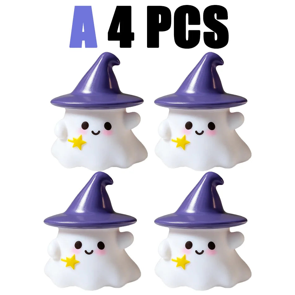 Halloween Cute Ghost Witch Hat Pumpkin Night Light Silicone LED Lamp Desktop Ornament Home Party Atmosphere Decor Holiday Gift