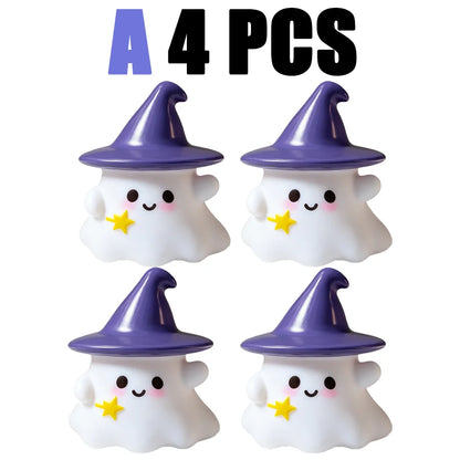 Halloween Cute Ghost Witch Hat Pumpkin Night Light Silicone LED Lamp Desktop Ornament Home Party Atmosphere Decor Holiday Gift