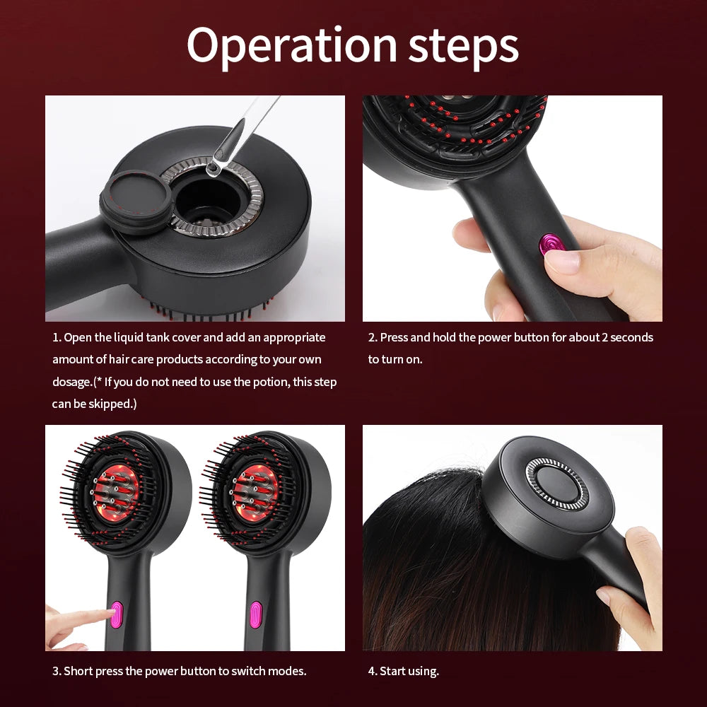 Electric Vibration Massage Comb Red Light Scalp Follicle Comb Head Acupuncture Points Oil Massager Anti-Hair Loss Device