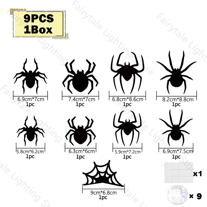 Halloween Bat/Spider Decor Night Light 3D Purple/Green Lights Wall Sticker for Self-Adhesive Decor Halloween Party Decoration
