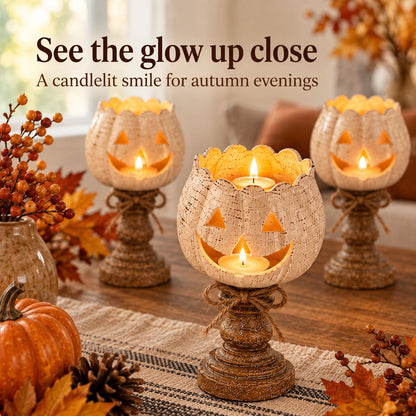 Lumkin Rustic Pumpkin Candle Holder