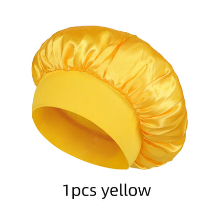 1/3/5/10 Pcs Mix Newly Silk Bonnet for Wide-Brimmed Sleeping Satin Hair Bonnets Soft Elastic Band for Women Men Curly Hair Use