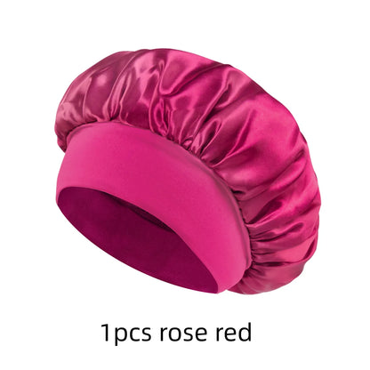 1/3/5/10 Pcs Mix Newly Silk Bonnet for Wide-Brimmed Sleeping Satin Hair Bonnets Soft Elastic Band for Women Men Curly Hair Use