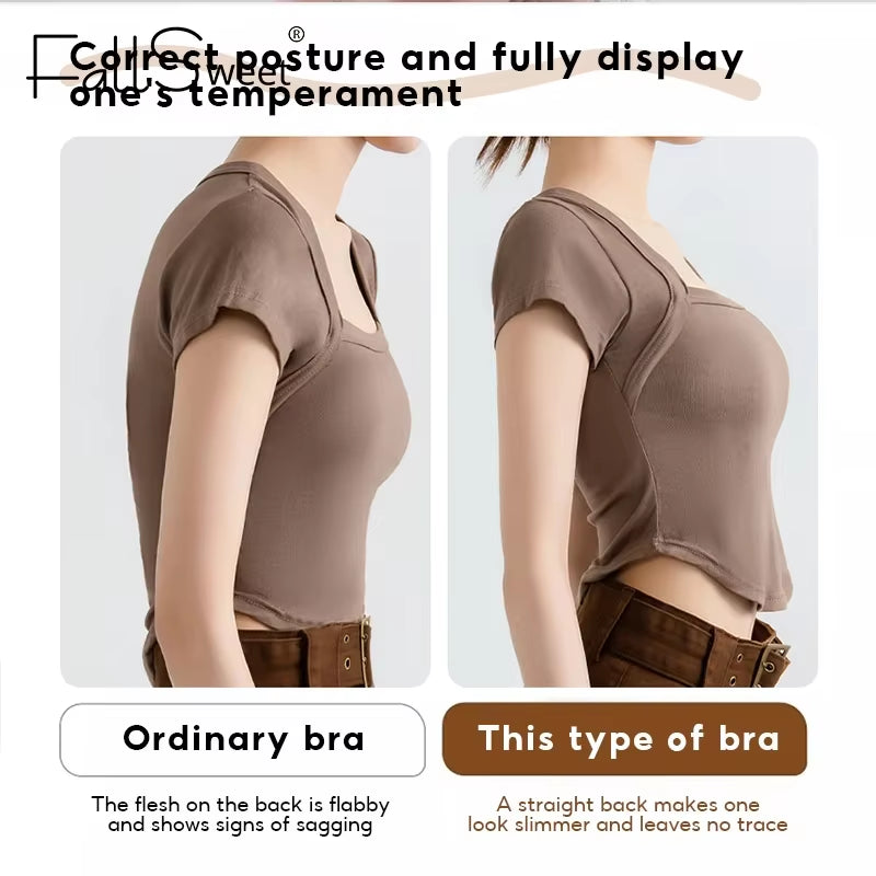 Wireless Posture Correction Bra for Women Seamless Push up Bralette with Cross Back Support for Daily Shaping Lingerie