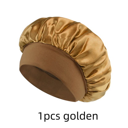 1/3/5/10 Pcs Mix Newly Silk Bonnet for Wide-Brimmed Sleeping Satin Hair Bonnets Soft Elastic Band for Women Men Curly Hair Use