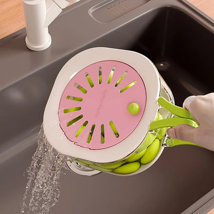 Multifunctional Fruit Vegetable Washing Bowl with Strainer, Multifunctional Produce Washer, Berry Container, Lettuce Keeper