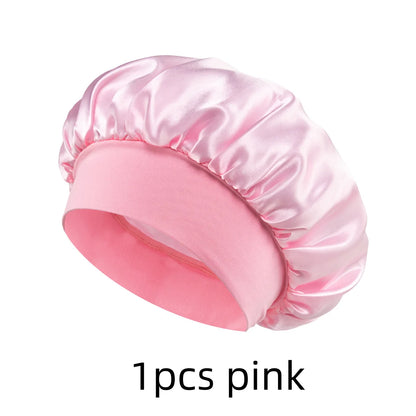 1/3/5/10 Pcs Mix Newly Silk Bonnet for Wide-Brimmed Sleeping Satin Hair Bonnets Soft Elastic Band for Women Men Curly Hair Use