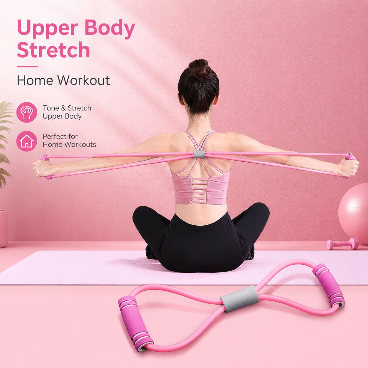 Resistance Bands with Foam Sport at Home Yoga Fitness Accessories Rubber Pull Rope Training and Exercise Gym Equipment for Women