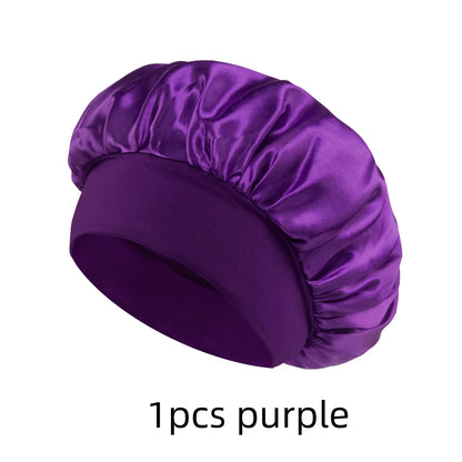 1/3/5/10 Pcs Mix Newly Silk Bonnet for Wide-Brimmed Sleeping Satin Hair Bonnets Soft Elastic Band for Women Men Curly Hair Use